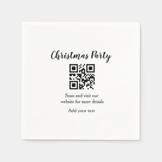Simple christmas party website barcode QR add name Serviette (Vorderseite)