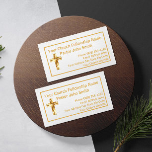 Simple Church Pastor Classy Cartes de visite d'or