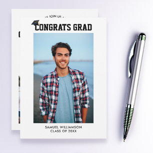 Simple Class of Grad Photos & Cap Party Invitation Einladung