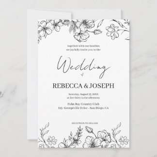 Simple Classic Black & White Wedding Invitation Einladung