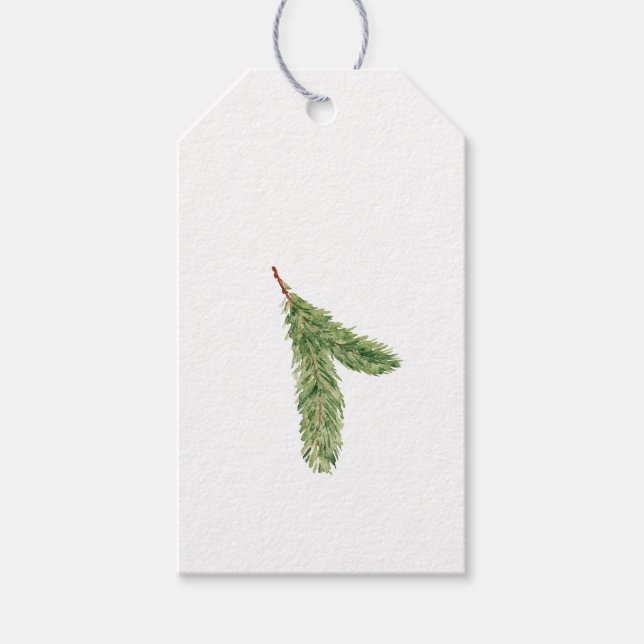 Simple Classic Evergreen Christmas Tree Branch Geschenkanhänger (Vorderseite)