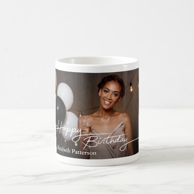 Simple Classic Happy Birthday Foto Kaffeetasse (Mittel)