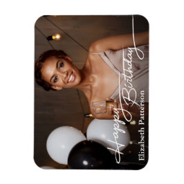 Simple Classic Happy Birthday Foto Magnet