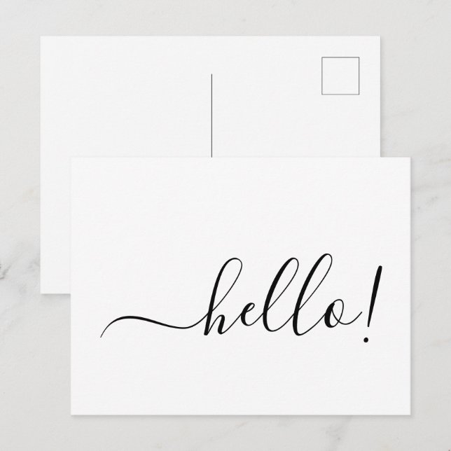 Simple Classic Hello Postcard with Clean White Des Postkarte (Vorne/Hinten)