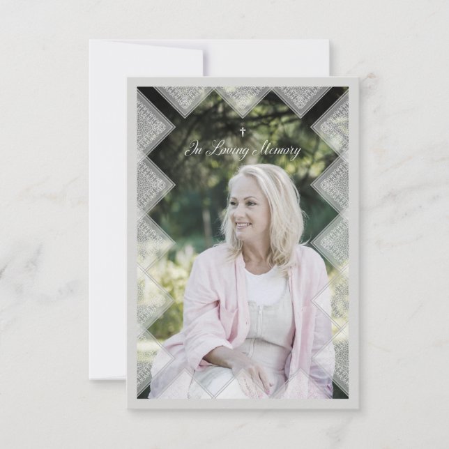 Simple Classic Lace Photo Funeral Service Mitteilungskarte (Vorderseite)