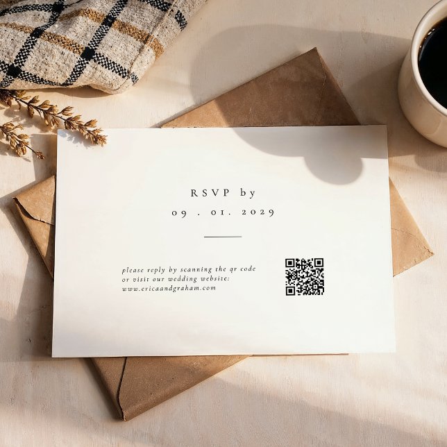 Simple Classic QR Code Wedding RSVP Card Karte (Von Creator hochgeladen)
