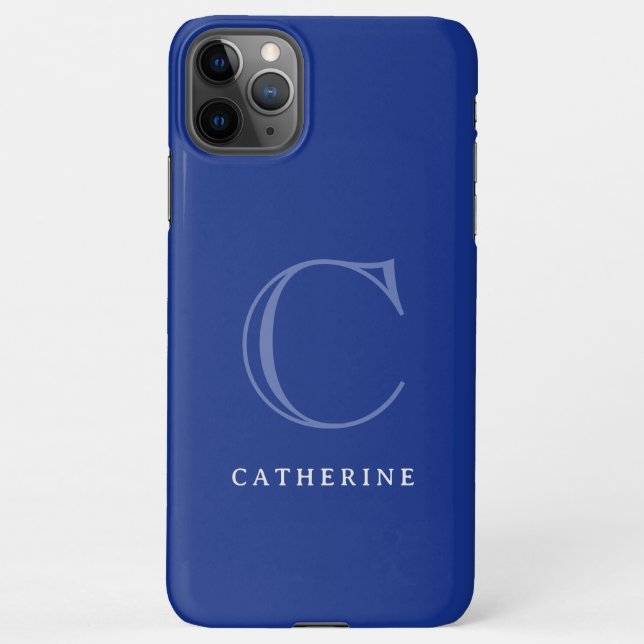 Simple Classic Royal Blue Script Monogram iPhone Hülle (Rückseite)