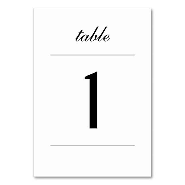 Simple Classic Table Card Tischnummer (Vorderseite)