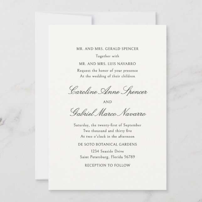 Simple Classic Traditional Wedding Invitation (Devant)