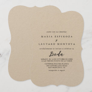 Simple classique Kraft Faire-part de mariage espag