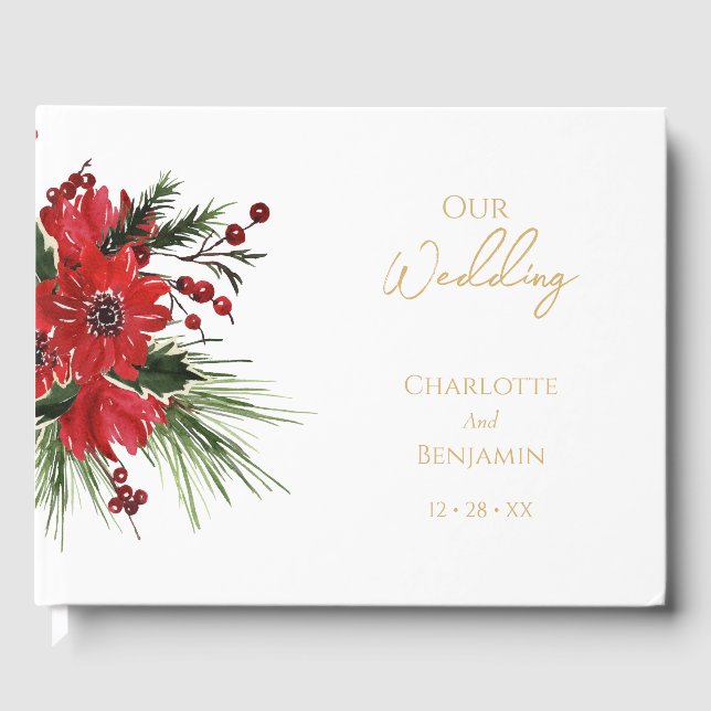Simple classique Mariage de Noël Livre d'invité (Recto)