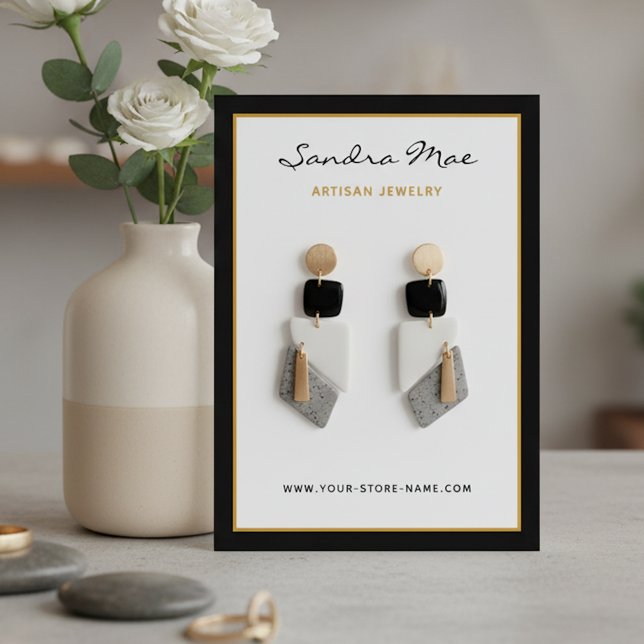 Simple Classy Earring Jewelry Display Card Visitenkarte (Von Creator hochgeladen)