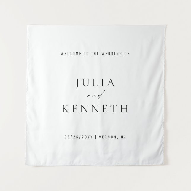 Simple Clean Elegant Wedding Welcome Sign Wandteppich (Vorderseite (Horizontal))