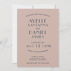 Simple Clean Minimal Sepia Rose Faire-part de mari