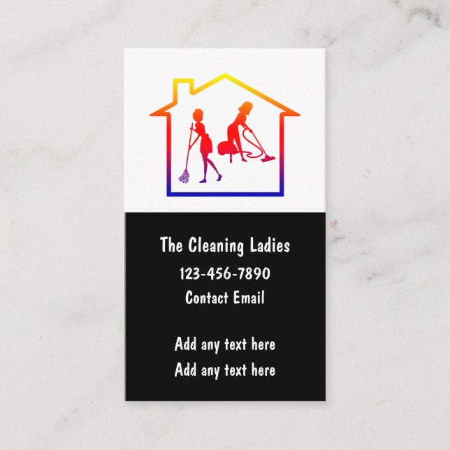 Simple Cleaning Mesdames Cartes de visite Vertical (Devant)