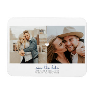 Simple coeur Enregistrer la date Magnet photo