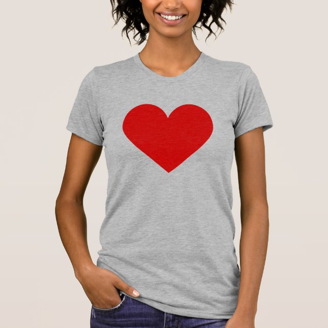 Simple Coeur Rouge moderne Amour gris T-shirt (Devant)