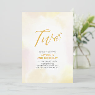 Simple cœurs jaunes deux 2e invitation d'anniversa