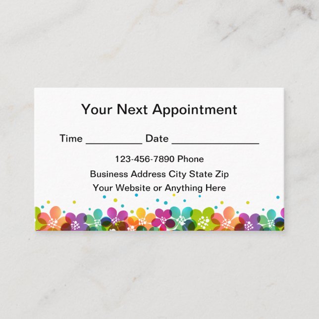 Simple Colorful Appointment Reminder Business Card Terminkarte (Vorderseite)