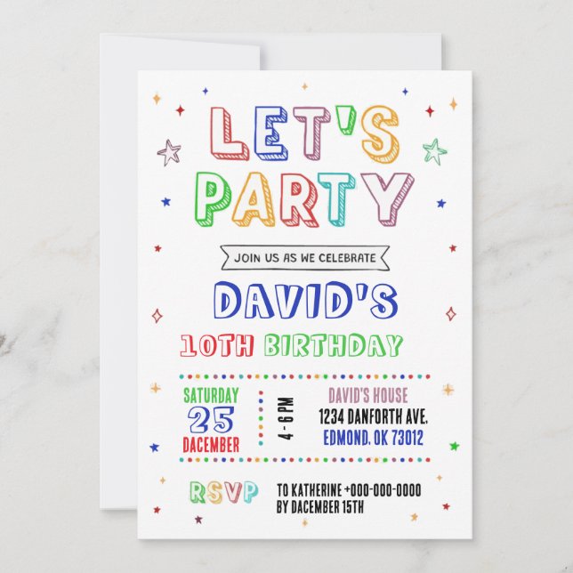 Simple Colorful Birthday Invitation (Devant)