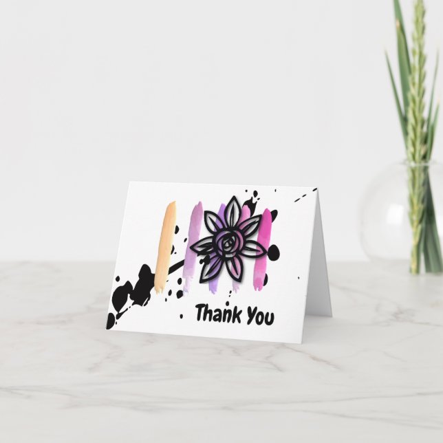 Simple Colorful Floral Thank You Card Dankeskarte (Vorderseite)