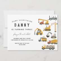 Simple Construction Camion Invitation Anniversaire