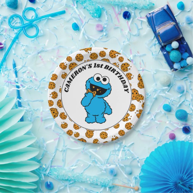 Simple Cookie Monster 1st Birthday Pappteller (Party)