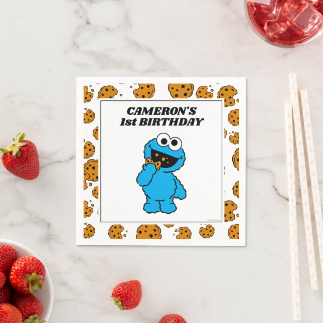Simple Cookie Monster 1st Birthday  Serviette (Beispiel)