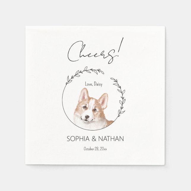 Simple Corgi Dog Wedding Cocktail Napkins Serviette (Vorderseite)