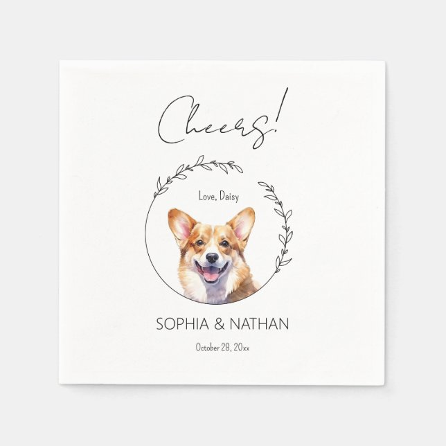 Simple Corgi Dog Wedding Cocktail Napkins Serviette (Vorderseite)