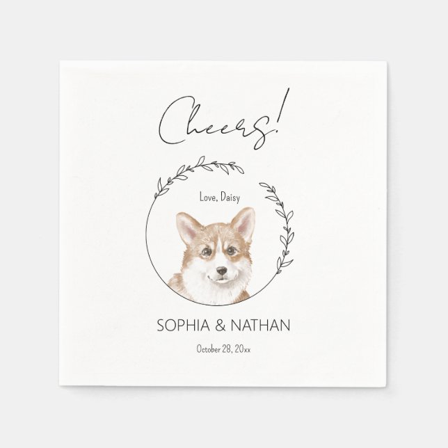 Simple Corgi Dog Wedding Cocktail Napkins Serviette (Vorderseite)