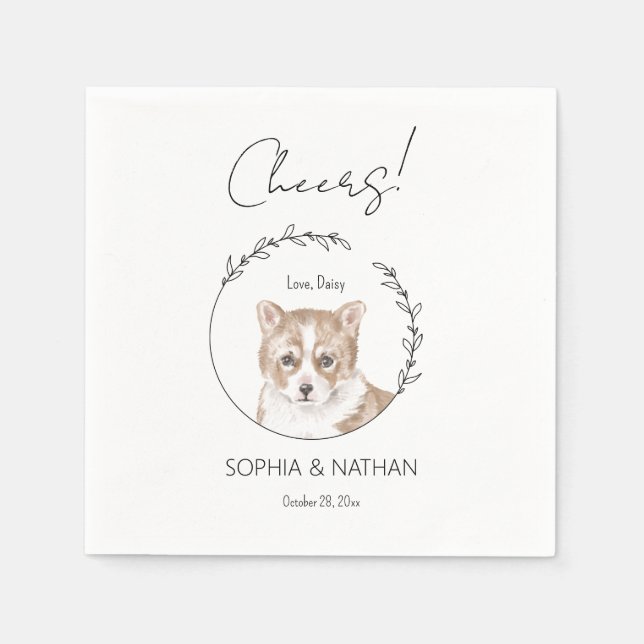 Simple Corgi Dog Wedding Cocktail Napkins Serviette (Vorderseite)