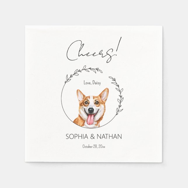Simple Corgi Dog Wedding Cocktail Napkins Serviette (Vorderseite)