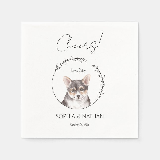 Simple Corgi Dog Wedding Cocktail Napkins Serviette (Vorderseite)