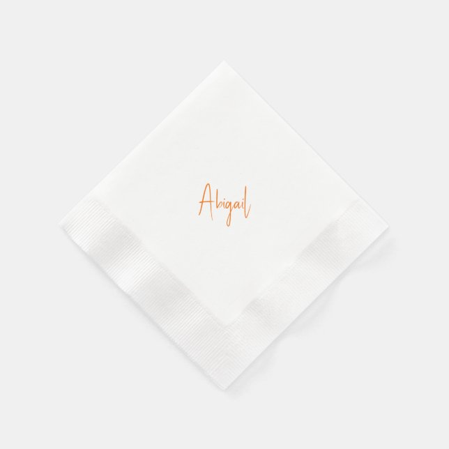 Simple Couple Orange Script Name Wedding  Serviette (Ecke)