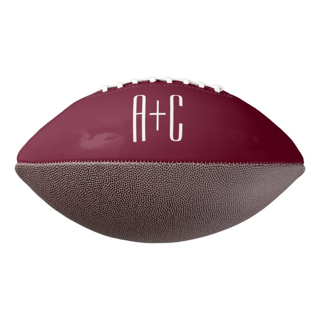 Simple Couples Initials | White & Burgundy Football (Gedreht 270)