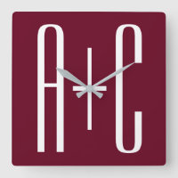 Simple Couples Initials | White & Burgundy