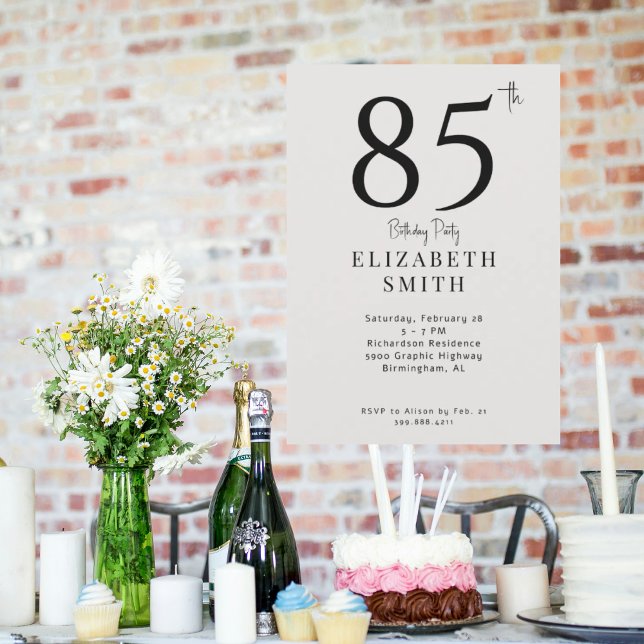 Simple Cream 85. Geburtstagsparty Einladung (Von Creator hochgeladen)