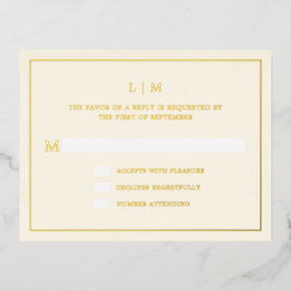 Simple Cream Monogram Elegant Wedding UAWG Folie Einladungspostkarte