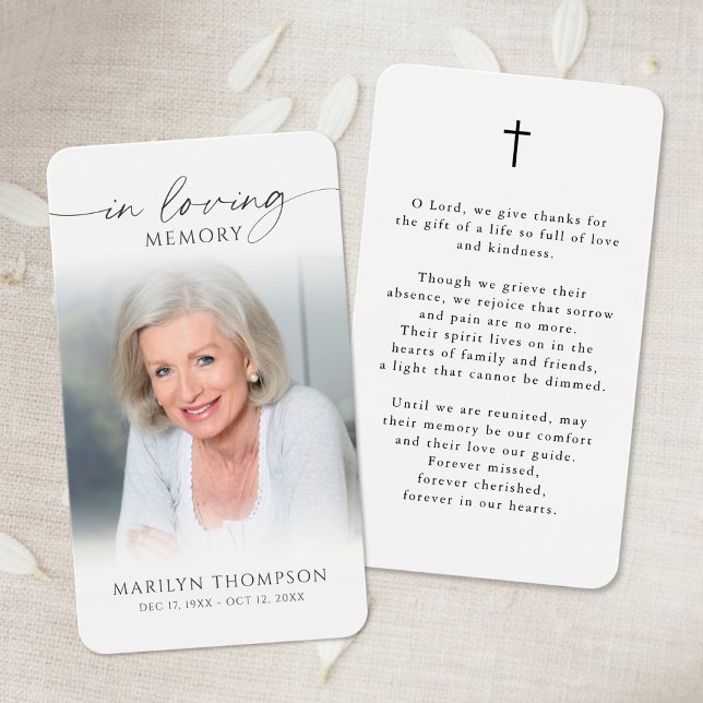 Simple Cross Photo Funeral Funeral Prayer Card (Von Creator hochgeladen)