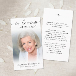 Simple Cross Photo  Funeral Memorial Prayer Card Visitenkarte