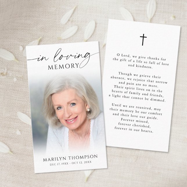 Simple Cross Photo  Funeral Memorial Prayer Card Visitenkarte (Von Creator hochgeladen)