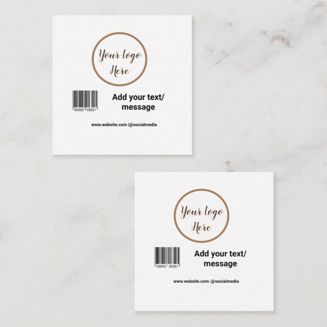 simple custom barcode add your text website QR  Sq Quadratische Visitenkarte (Vorne/Hinten)