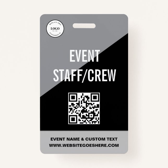 Simple Custom Event Staff Crew QR CODE Logo Ausweis (Vorderseite)