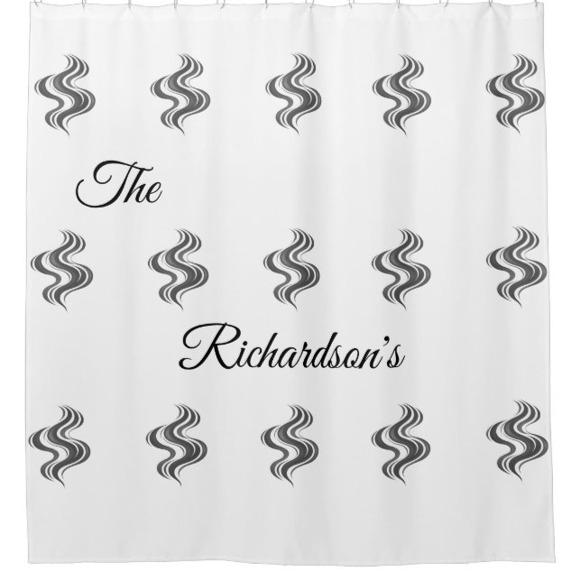 Simple Custom Family Name Black & White  Duschvorhang (Vorderseite)