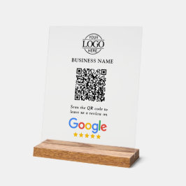 Simple Custom Google Reviews QR Code Business Logo Acrylschild