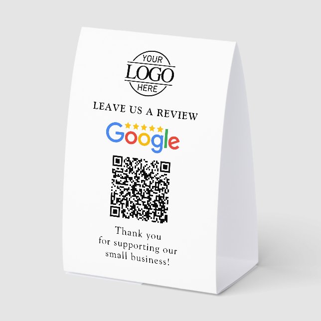 Simple Custom Google Reviews QR Code Tabletop Sign Tischaufsteller (Vorderseite)
