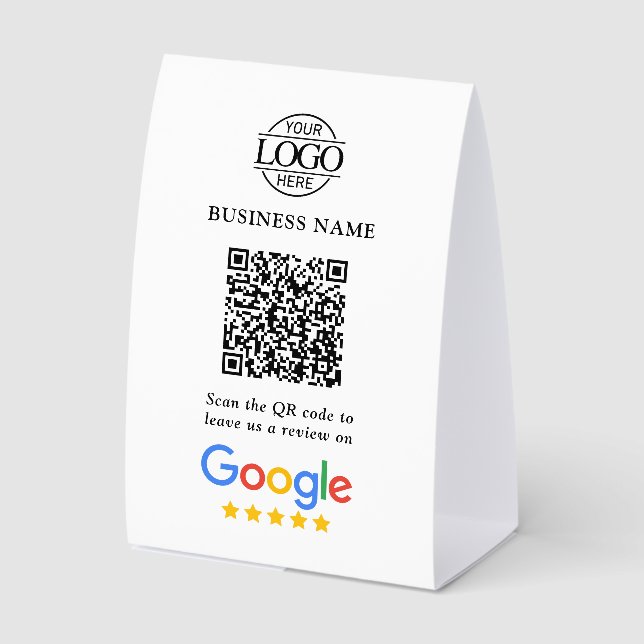 Simple Custom Google Reviews QR Code Tabletop Sign Tischaufsteller (Vorderseite)