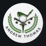 Simple Custom Monogram Golfer Name Große Wanduhr<br><div class="desc">Add a personal touch to your game with these Simple Custom Monogram Golfer Name Large Clock. Designed with a clean and elegant golf-inspired emblem, this personalized golf ball features a stylish golf club, ball, and laurel design that makes it stand out on the course. Customize the Large Clock with your...</div>