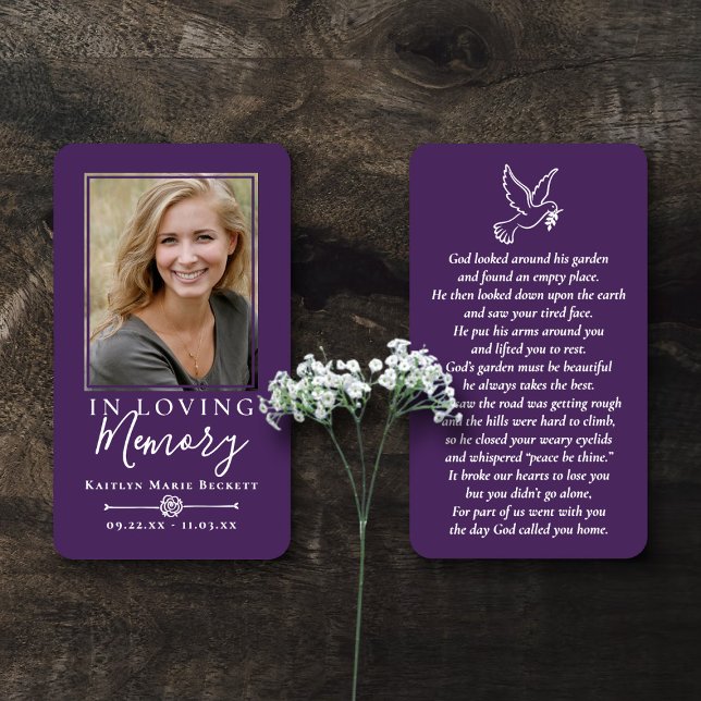 Simple Custom Photo Holy Dove Memorial Cards (Von Creator hochgeladen)